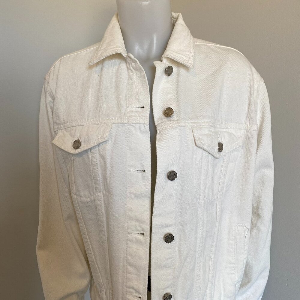 Women's White Cotton Jean Jacket Never Worn